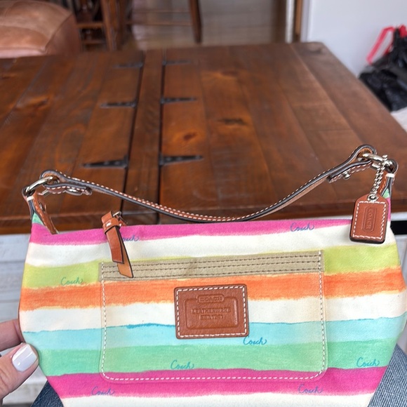 Coach Pink and Orange Shoulder Bag with Vibrant Stripes - Picture 8 of 8